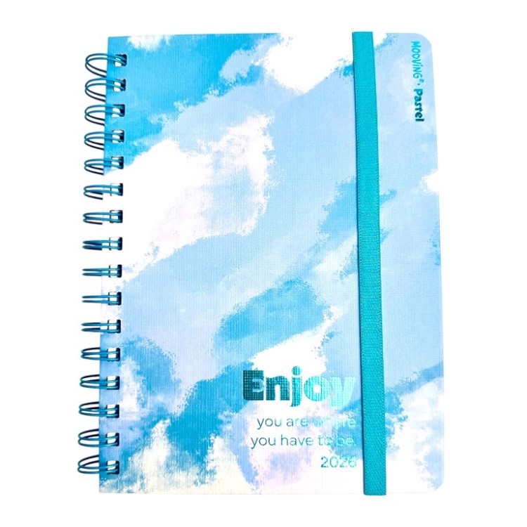 Agenda Mooving 2026 Pastel Enjoy con Espiral Semana a la Vista 15x21 Art.1404210