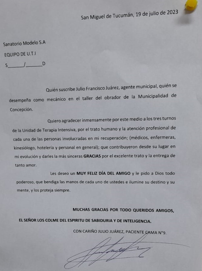 Julio comparte su testimonio de internación